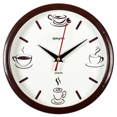 Часы настенные, круглые, коричневый, пластик ?22см бесшумный PL200912 Apeyron