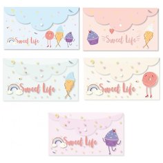 Папка-конверт на кнопке Att-he Sel-on SWEET LIFE 225х130мм200мкм асс 5шт/уп Attache Selection