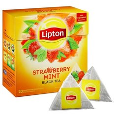 Чай Lipton Srtawberry Mint черный пирамидки 20пак/уп 2 шт.