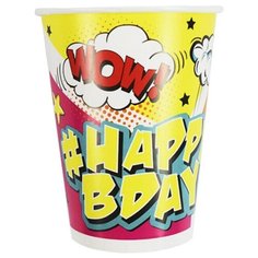 Стакан бумажный Комиксы #HappyBday 6шт/уп 6058241 5 шт. Патибум
