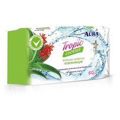 Салфетки влажные AURA TROPIC COCKTAIL 60шт. 6 шт.