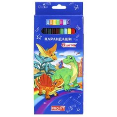Карандаши цветные 12 цв. Динозаврики, деревянные, КЦ-8352 4 шт. Проф Пресс