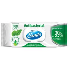 Салфетки влажные SMILE Antibacterial с подорожником 100 шт./уп 42113620 2 шт.