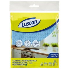 Салфетка хозяйственная Luscan универсальная микрофибра 180г 30х30см синяя 8 шт.