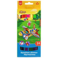 Карандаши цветные 24цв 12шт 3-гран, двустор №1School 5 шт.