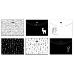 Папка-конверт на кнопке А4 Attache Selection Llamas, 6шт/уп, в ассортименте