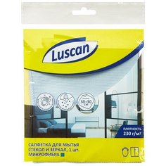 Салфетка хозяйственная Luscan д/стекол и зерк микрофиб 230г 30х30см голубая 3 шт.