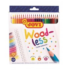 Карандаши цветные пласт.Wood-less,24цв,3-х гран,заточ.,европ,JOVI,734/24 2 шт.