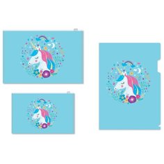 Набор папок №1School Единорог 3шт/уп(уголок А4, конверт зип-лок А4 и А5) 2 шт.