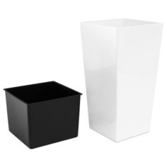 Кашпо Prosperplast напольное Urbi Square, 26.5 х 26.5 х 50 см белый
