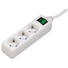 Сетевой удлинитель Hama H-121905, 3 м (3 розетки), белый