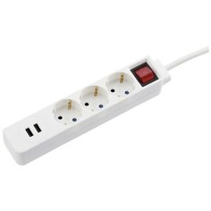 Сетевой удлинитель Hama H-137352, 1.4 м (3 розетки), белый