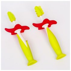 Roxy-kids Набор: зубные щетки-массажеры для малышей, цвет зелёный