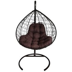 Подвесное кресло M-GROUP XL с ротангом черное , коричневая подушка