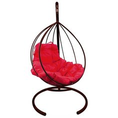 Подвесное кресло M-GROUP Капля без ротанга коричневое , красная подушка