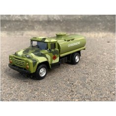 Железная машинка военный ЗИЛ с бочкой инерционным механизмом масштабная модель 1:52 Советская машина ЗИЛ военная машина огнеопасно Play Smart