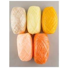 Пряжа Raffia (5 мотков)., 50 гр., 200м., ARACHNA, 04 золотой, 13 оранжевый, 14 персик, 37 св.оранжевый ,42 св.желтый