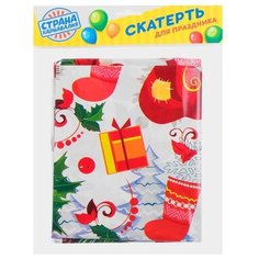 Скатерть Страна Карнавалия Новый Год 4309517, 180х108 см, белый/красный