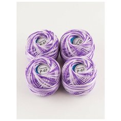 Пряжа Ирис меланж 10 г., 82 м (4 мотка)., Gamma, P-07 сирень-белый