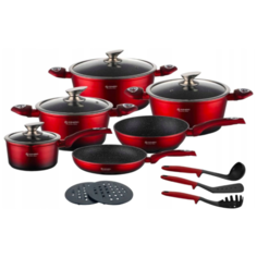 Набор посуды Edenberg EB-5619 Red&Black Metallic Line - 15 пр