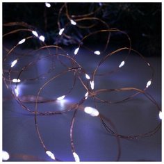 Гирлянда "Нить" 10 м роса, IP20, медная нить, 100 LED, свечение белое, фиксинг, 12 В Luazon Lighting