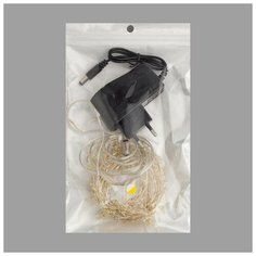 Гирлянда "Мишура" 10 м роса, IP20, серебристая нить, 200 LED, свечение тёплое белое, фиксинг, 12 В Luazon Lighting