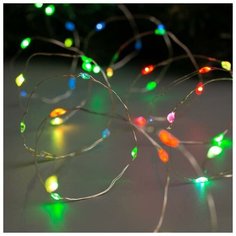 Гирлянда "Нить" 5 м роса, IP20, серебристая нить, 100 LED, свечение RGB, переливы, 3 х AA Luazon Lighting