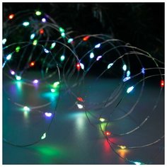 Гирлянда "Нить" 10 м роса, IP20, серебристая нить, 100 LED, свечение RGB, переливы, 12 В Luazon Lighting