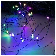 Гирлянда "Нить" 10 м роса, IP20, чёрная нить, 100 LED, свечение мульти, фиксинг, 12 В Luazon Lighting