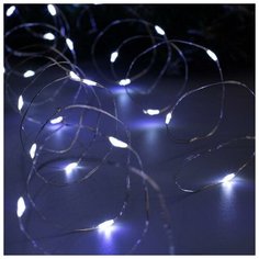 Гирлянда "Нить" 5 м роса, IP20, серебристая нить, 50 LED, свечение белое, 2 режима, 3 х AA Luazon Lighting