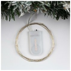 Гирлянда "Нить" 2 м роса, IP20, серебристая нить, 20 LED, свечение синее, фиксинг, 2 х CR2032 Luazon Lighting