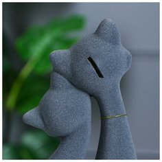 Копилка "Коты пара Свидание", покрытие флок, серая, 28 см, микс Керамика ручной работы