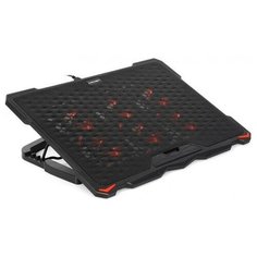 CROWN Подставка для ноутбука CMLS-402 (до 17" Ш*Г*В: 415*295*25 мм. , кулеры: 6*D70*15 мм, регулятор оборотов, красная подсветка, 4 уровня наклона)
