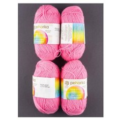 Пряжа Пехорка Детская новинка, 100 % акрил, 50 г, 200 м, 4 шт., 11 яр.розовый