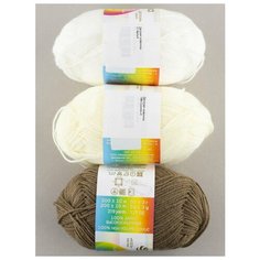 Пряжа "Детская новинка" 50г, 200м (3 мотка), пехорка, 01 белый,166 суровый, 187 капучино