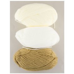 Пряжа Пехорка Детская новинка, 100 % акрил, 50 г, 200 м, 3 шт., 165 темно-бежевый/166 суровый/01 белый