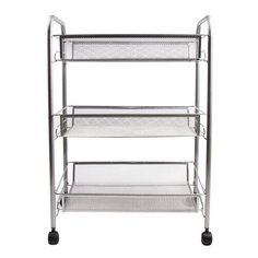 Этажерка (тележка) BRABIX офисно-бытовая 3 яруса, на колесах, металл, серебристая, 43,5х26х62,5 см, 603752 603752