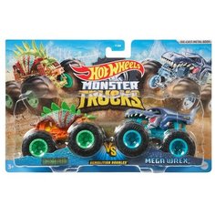Машинка Набор машинок Hot Wheels Монстр-трак Взаимное уничтожение 2 шт FYJ64 Motosaurus & Mega Wrex Mattel