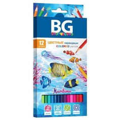 Карандаши цветные BG "Maritime", 12цв., шестигранные, пластиковые, 2,8мм BG®
