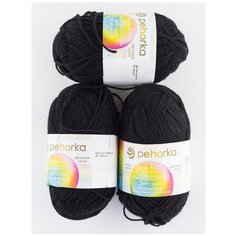 Пряжа Пехорка Детская новинка, 100 % акрил, 50 г, 200 м, 3 шт., 02 черный
