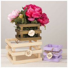 Набор деревянных ящиков 3 в 1 «С праздником!», 20 x 20 x 13–10 x 10 x 10 см Вселенная Порядка