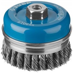ЗУБР "профессионал". 35271-100_z02 Щетка чашечная усиленная для УШМ, плетеные пучки стальной проволоки 0,8мм, 100ммхМ14