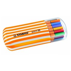 STABILO Набор капиллярных ручек point 88 20 цветов, 0.4 мм в футляре Zebrui (8820-02)