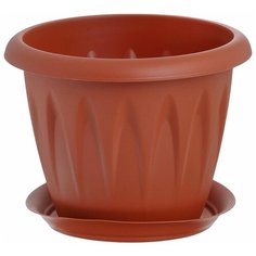 Кашпо Idea "Алиция", с поддоном, цвет: терракотовый, 1,4 л