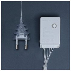 Гирлянда "Бахрома" 2.4 х 0.9 м с насадками "Ёлки", IP20, прозрачная нить, 138 LED, свечение тёплое белое, 8 режимов, 220 В Luazon Lighting