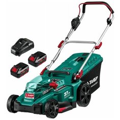Бесщеточная газонокосилка ЗУБР 36 В, 4 А*ч, 2 АКБ и ЗУ, арт. ГКЛ-3736-42