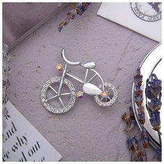 Queen fair Брошь "Велосипед", цвет радужный в серебре