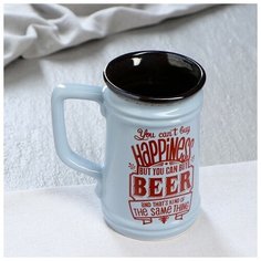 Керамика ручной работы Бокал "Beer", прямой, белый, 0.6 л