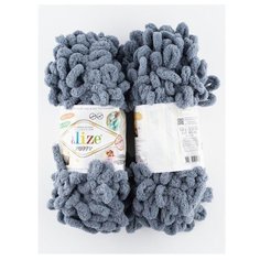 Пряжа Alize Puffy, 100 г, 9 м, 2 шт., 87 угольно-серый