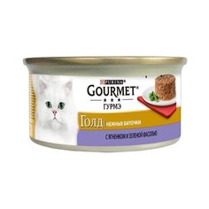 Gourmet Консервы паштет для кошек Gourmet Gold нежные биточки с ягненком и фасолью, 12296407/12439917, 0,085 кг (10 шт)